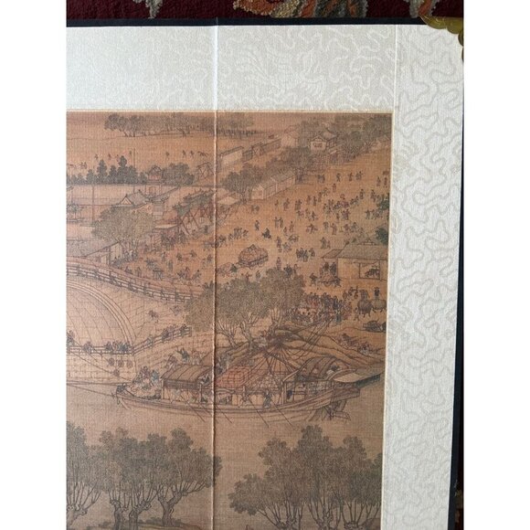 4 Panel Byobu Japanese Folding Mini Screen Village River Bridge Scene 21” X 14” - Picture 6 of 14